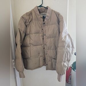 Vintage Cabela's Tan Goose Down Puffer Jacket Bomber XL